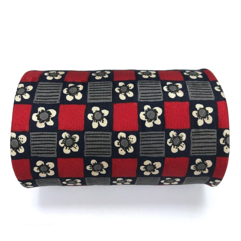 Robert Talbott Studio Nordstrom Silk Hand-sewn Red Navy Beige Floral Necktie 57" - Picture 2 of 10